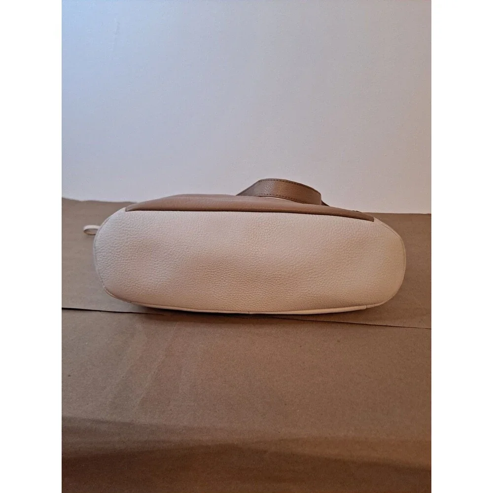 Elliot Lucca Pebbled Leather Coraline Hobo Bag Two-tone Beige Cream 12